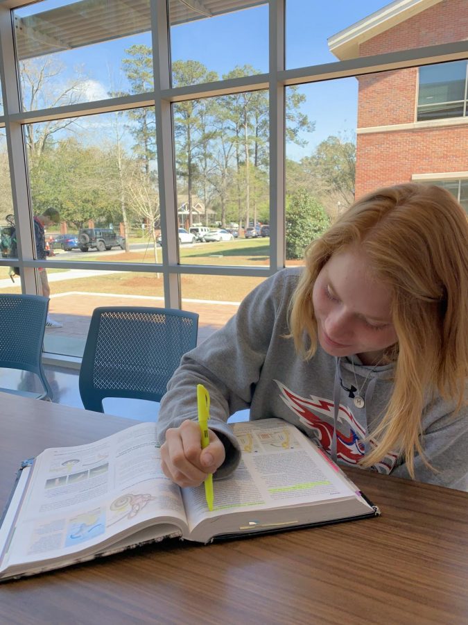 Maggie Irvin gets some studying done in the Innovation Center.