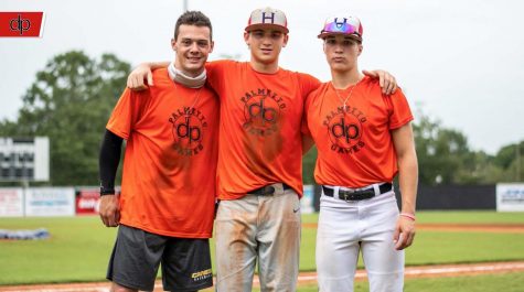 Baseball players Reece Holbrook, Tucker Toman, and Bentley Yeatts.